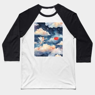 Cupid in the clouds in the starry sky Baseball T-Shirt